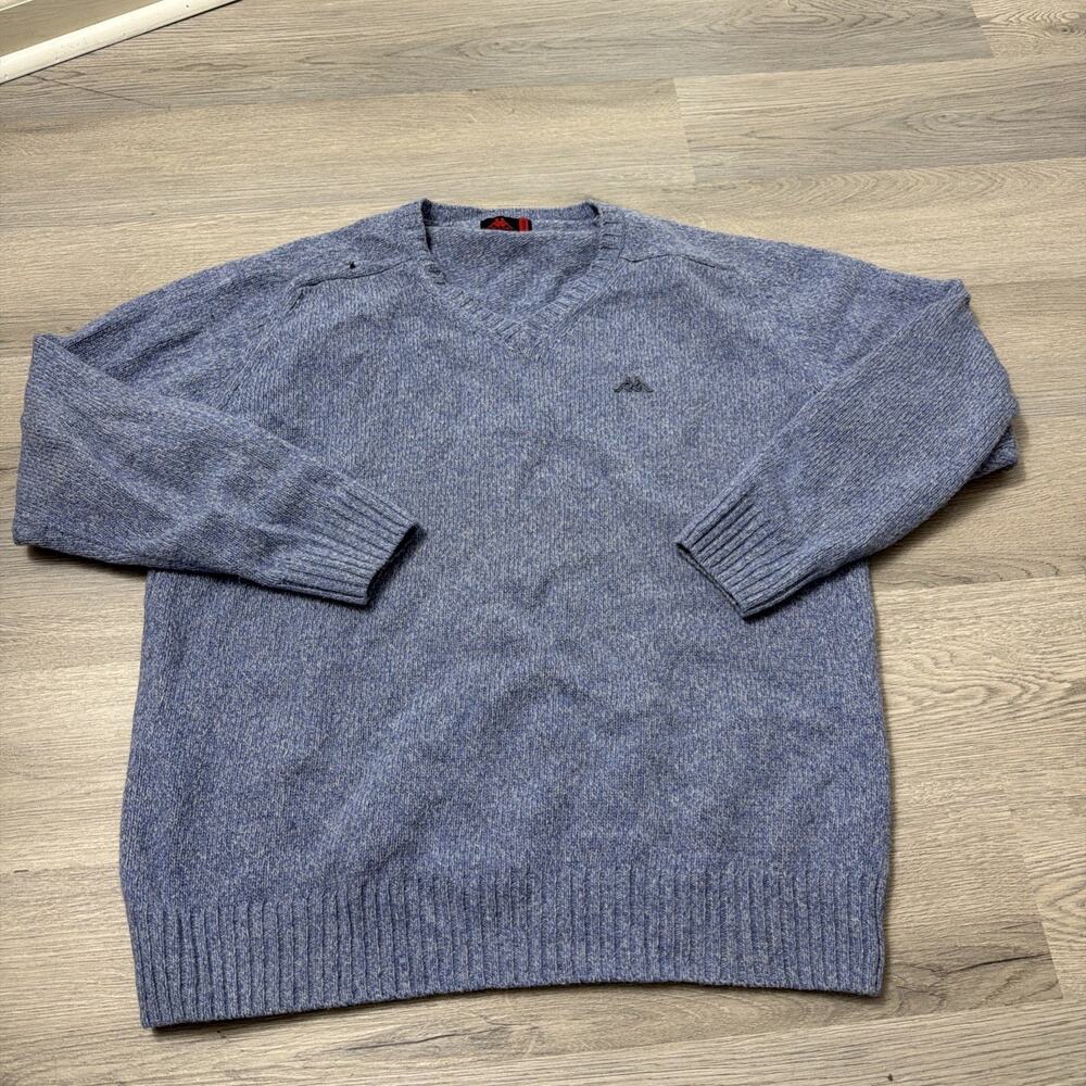 KAPPA Mens V-Neck Jumper Sweater XL Blue Wool CI04
